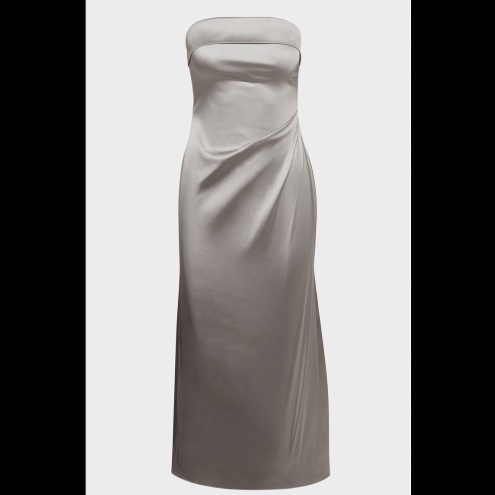 New Aritzia Silver Strapless Maxi Dress